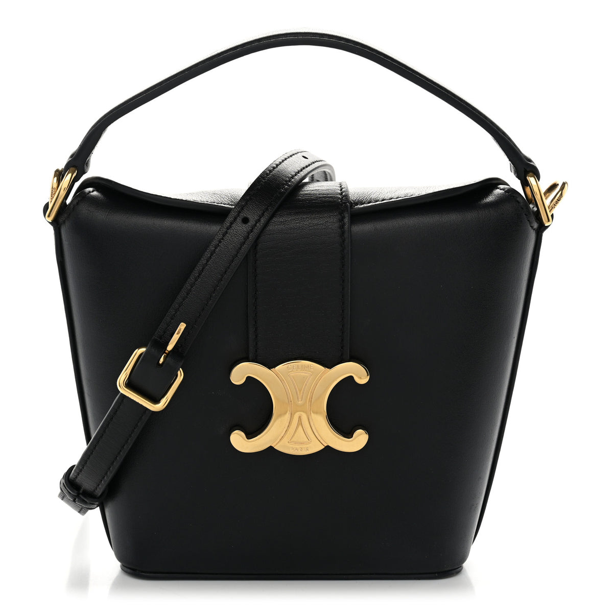 Celine Smooth Calfskin Triomphe Mini Bucket Bag Black 1 of 9