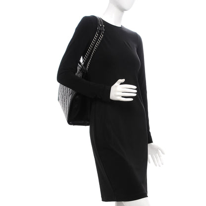 Chanel Glazed Calfskin Quilted Small Perfect Edge Shopping Tote Black 2 of 9