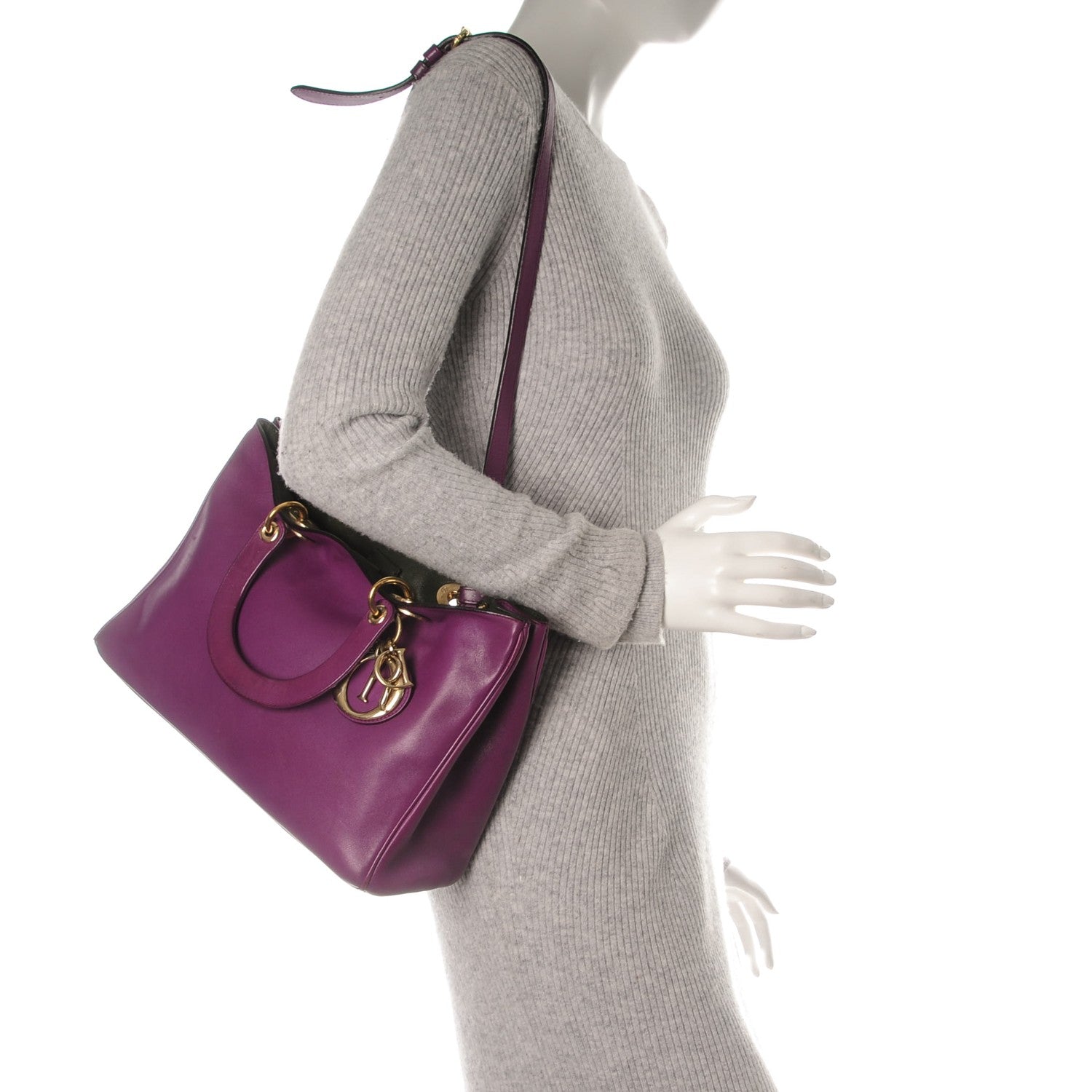 Christian Dior Calfskin Medium Diorissimo Tote Purple 2 of 9