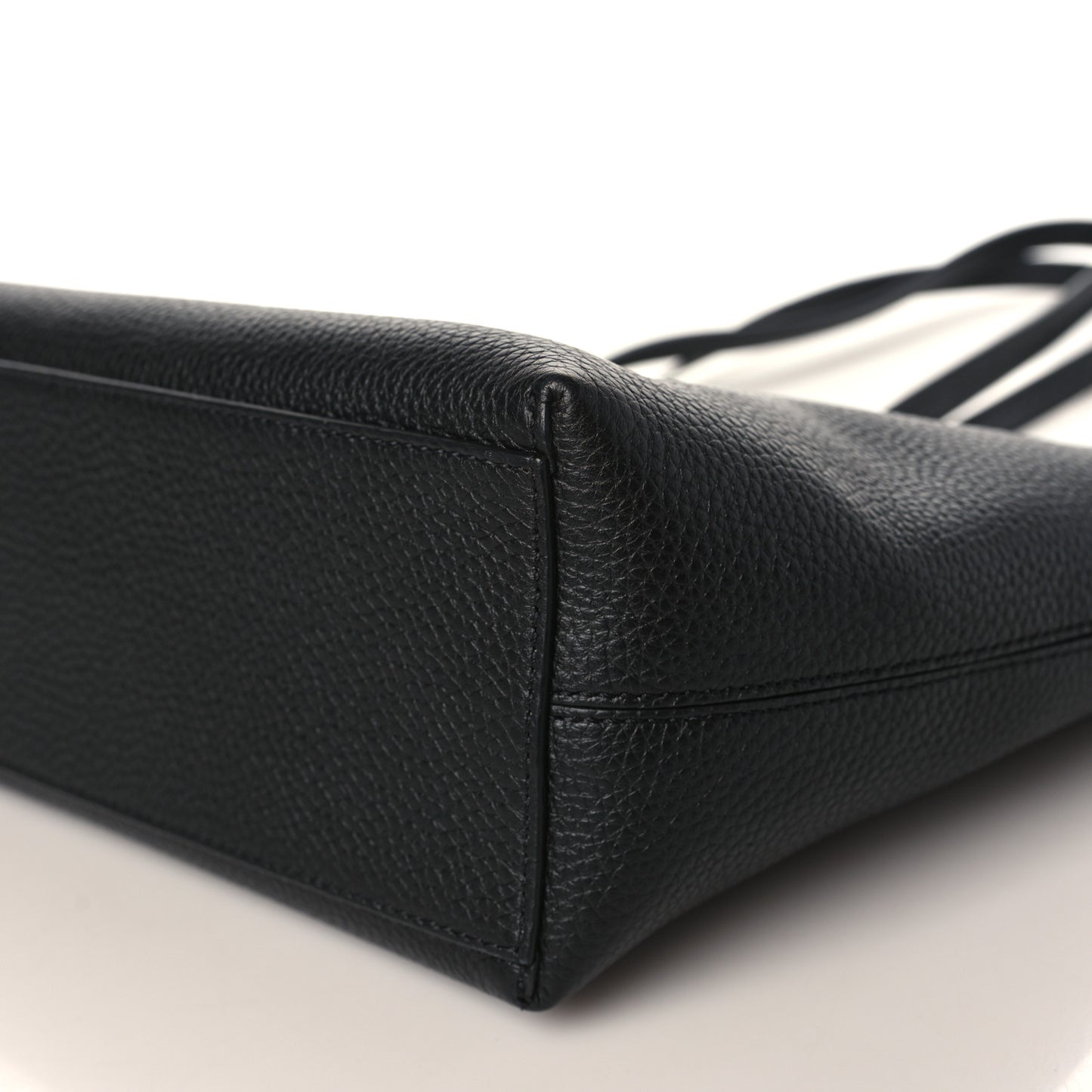 Grained Calfskin Small Rockstud Shoulder Tote Black