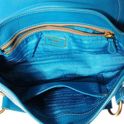 Prada Vitello Daino Pushlock Flap Shoulder Bag Turchese 5 of 9