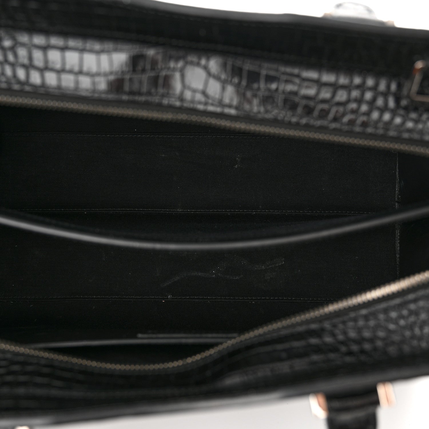 Saint Laurent Croc Calfskin Embossed Medium Uptown Tote Black 5 of 11