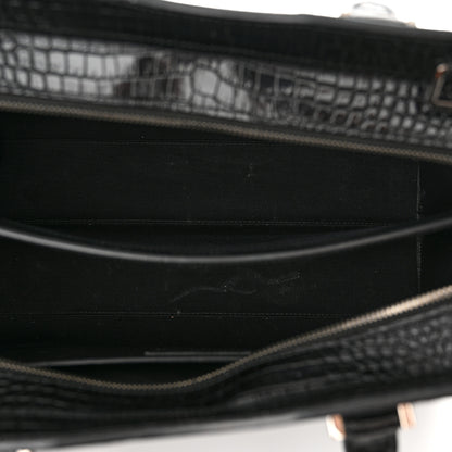Saint Laurent Croc Calfskin Embossed Medium Uptown Tote Black 5 of 11