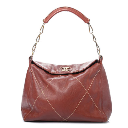 Chanel Calfskin Contrast Stitch Shoulder Bag Brown 1 of 4