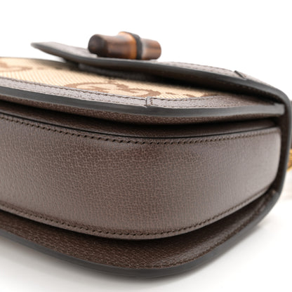 Gucci Monogram Jumbo GG Textured Dollar Calfskin Web Mini Bamboo 1947 Top Handle Bag Camel Ebony New Acero 10 of 11