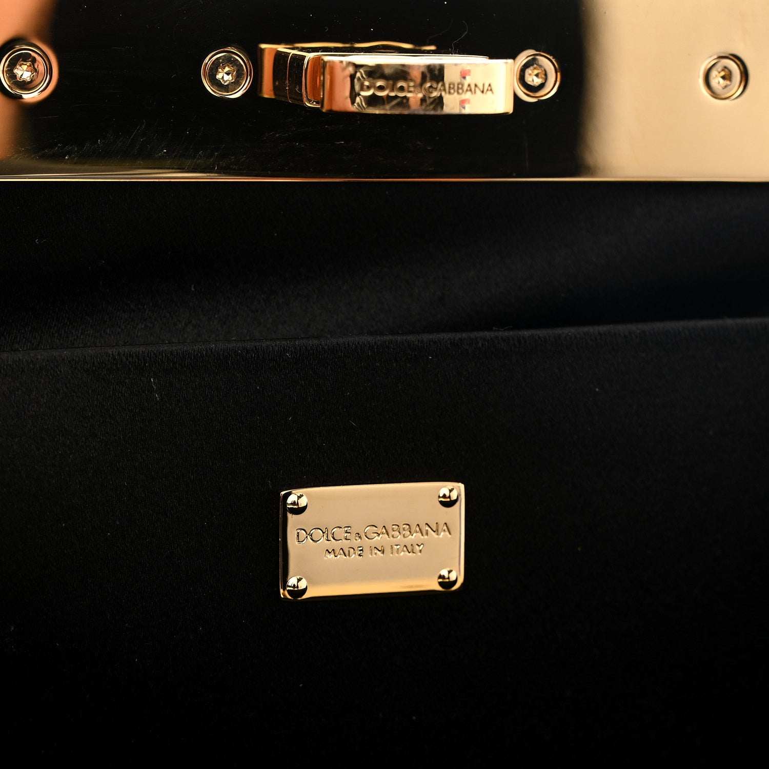 Dolce & Gabbana Satin Small Marlene Chain Clutch Black 6 of 11