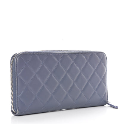 Chanel Lambskin Quilted Large Gusset Zip Around Wallet Lavender 3 of 15