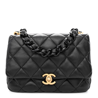 Chanel Lambskin Quilted Small Lacquered Chain Flap Black 1 of 10