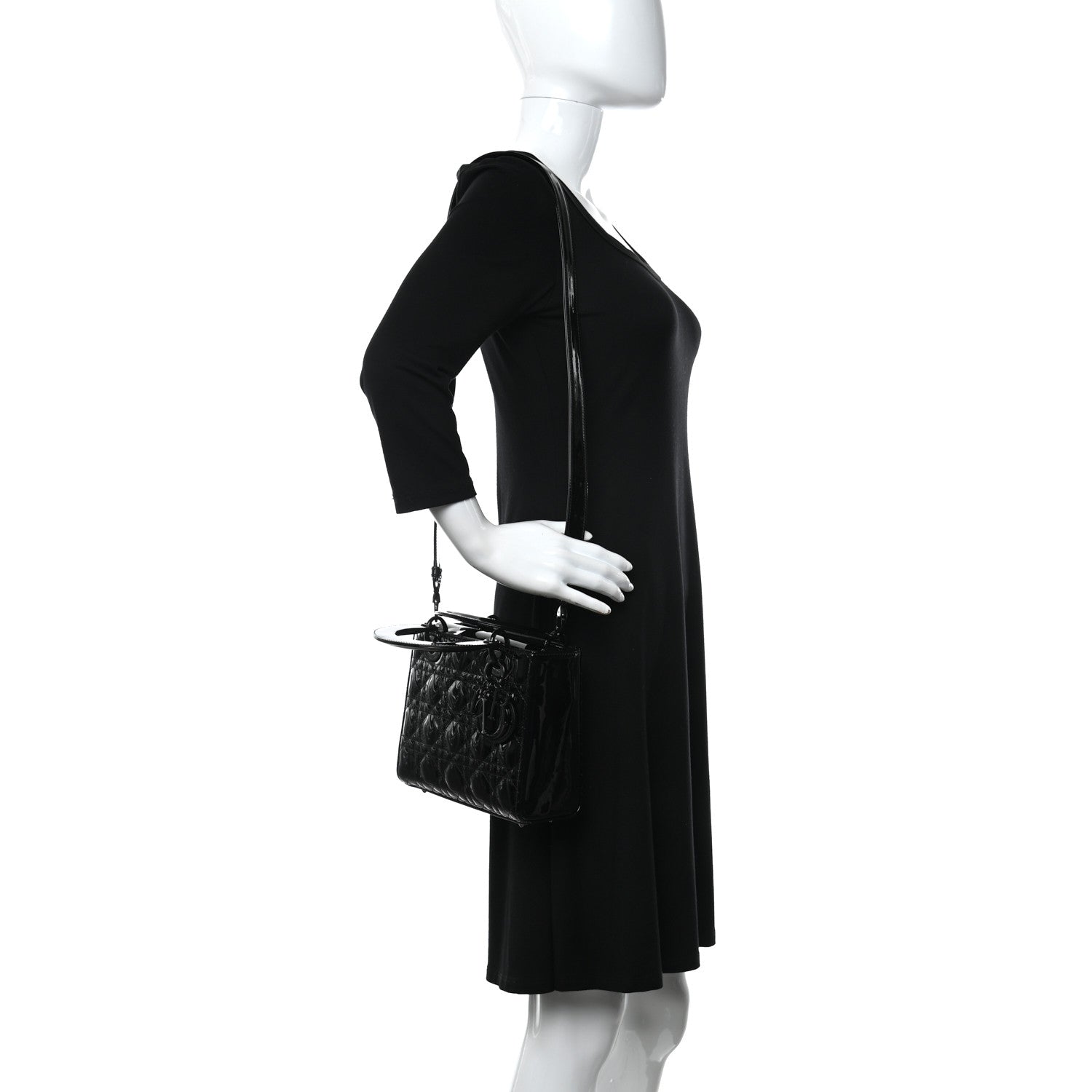 Christian Dior Patent Cannage Small Lady Dior Black 2 of 10