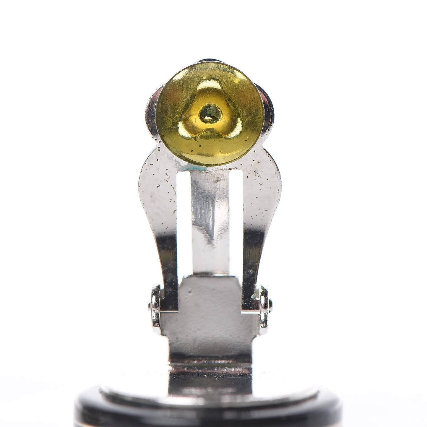 Resin Crystal CC Clip On Earrings Black