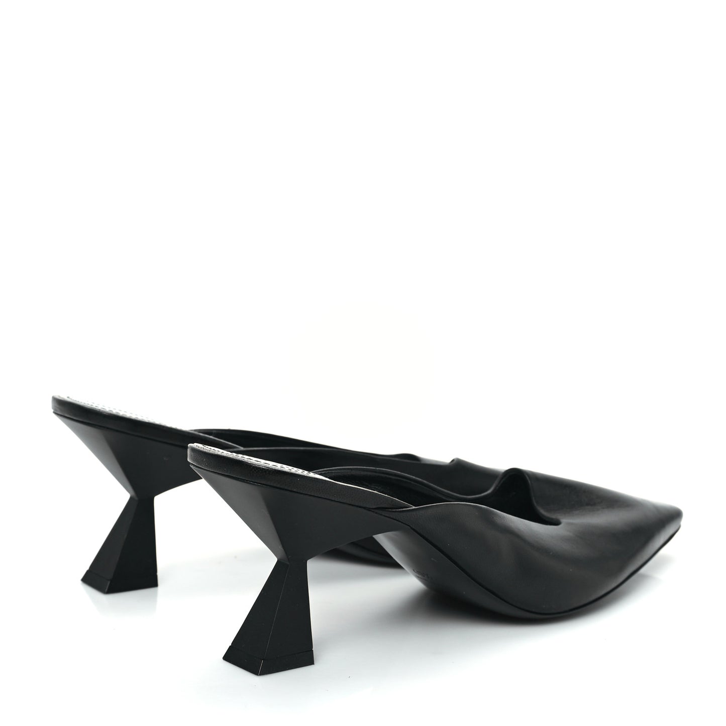 Calfskin Look Back Square Toe Mule Pumps 40.5 Black