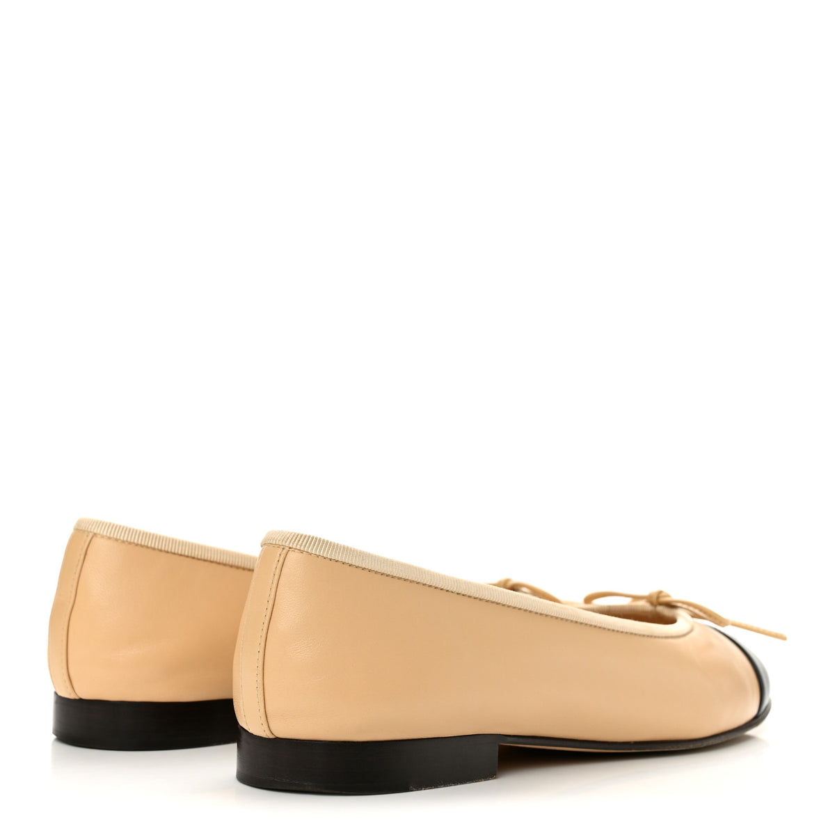Lambskin Cap Toe CC Ballerina Flats 37 Beige Black