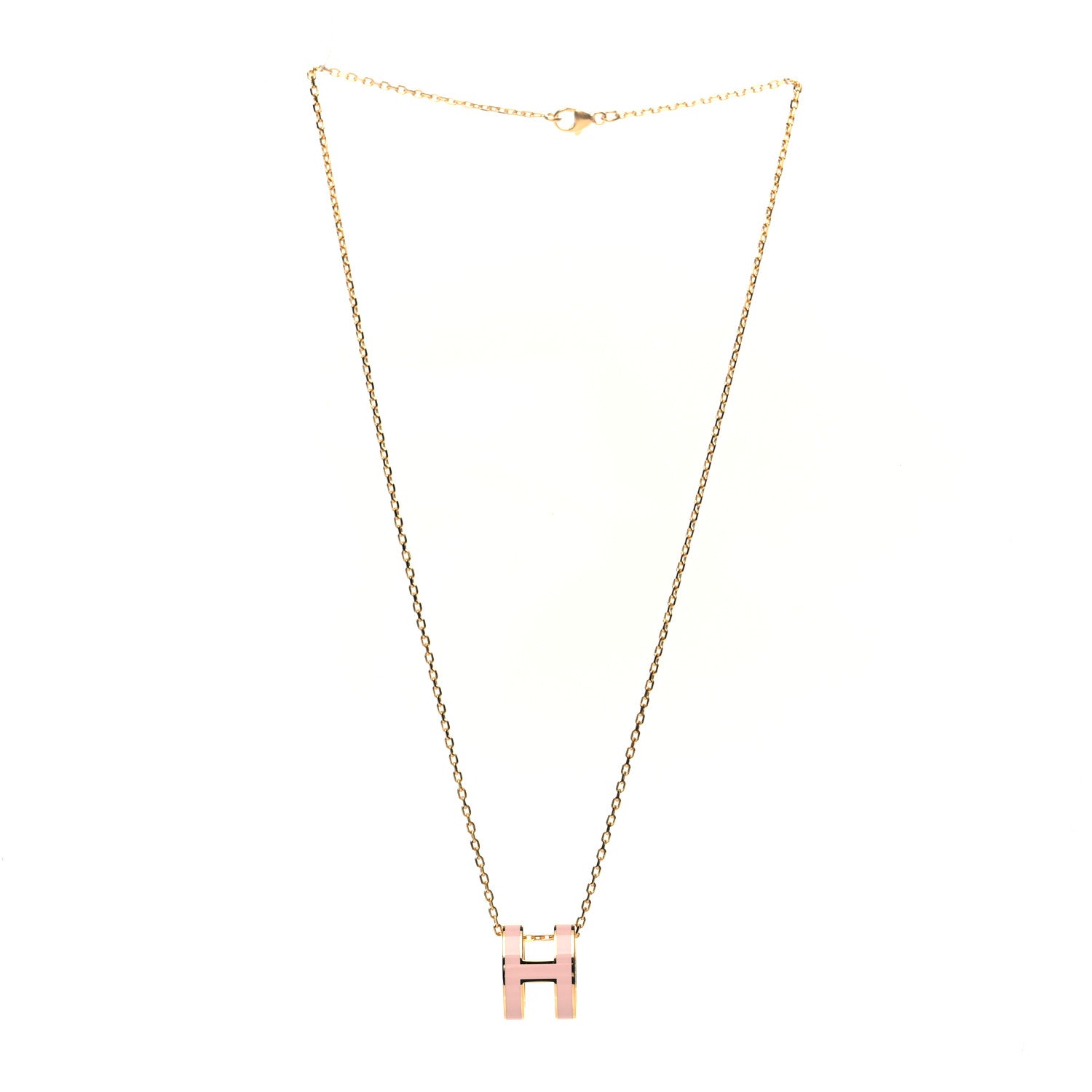 Hermes Lacquered Rose Gold Pop H Pendant Necklace Rose Dragee 3 of 4