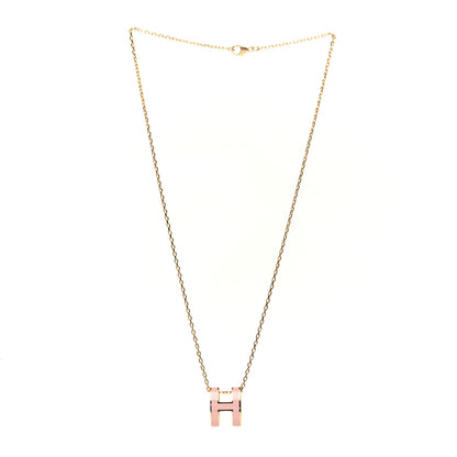 Hermes Lacquered Rose Gold Pop H Pendant Necklace Rose Dragee 3 of 4