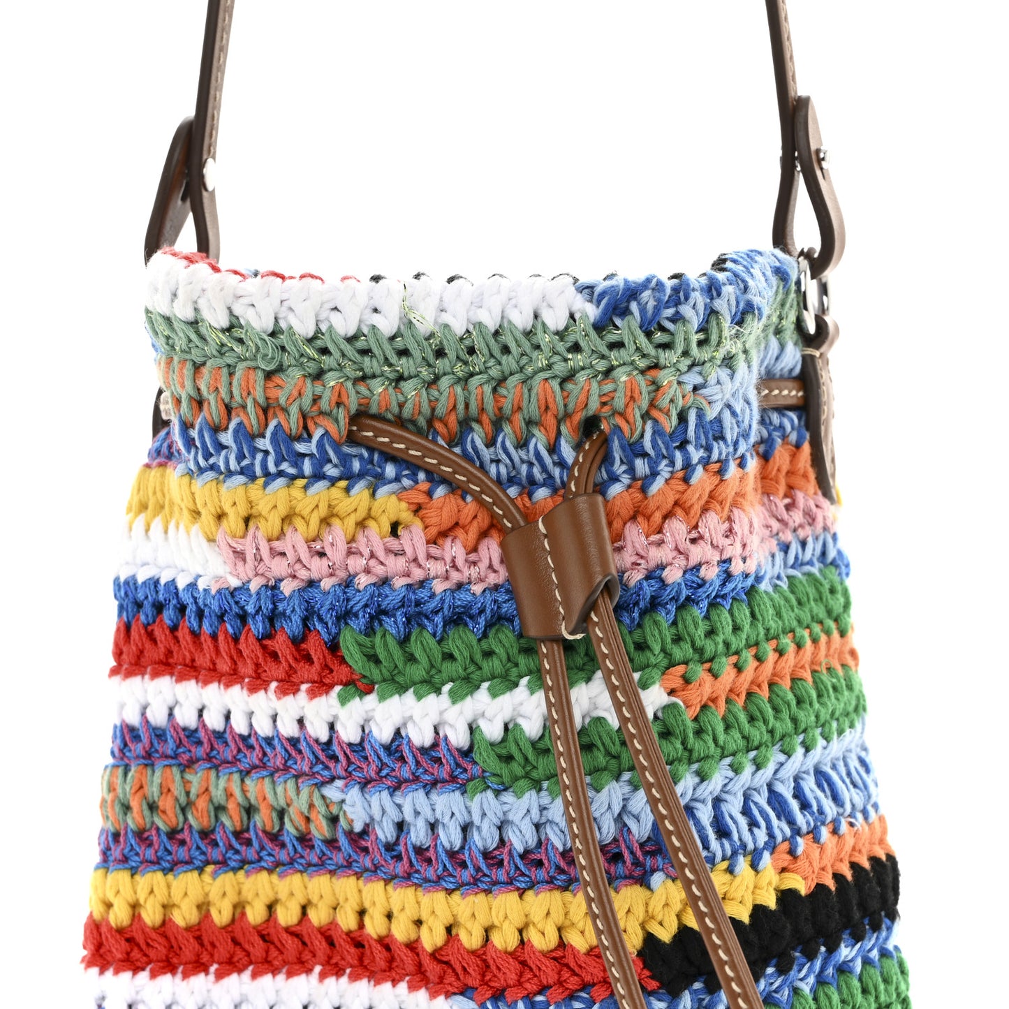 Fabric Crochet Drawstring Pouch Multicolor