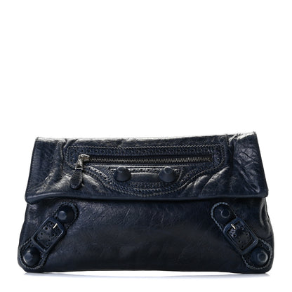 Balenciaga Agneau Giant Brogues Hardware Envelope Clutch Marine 1 of 10