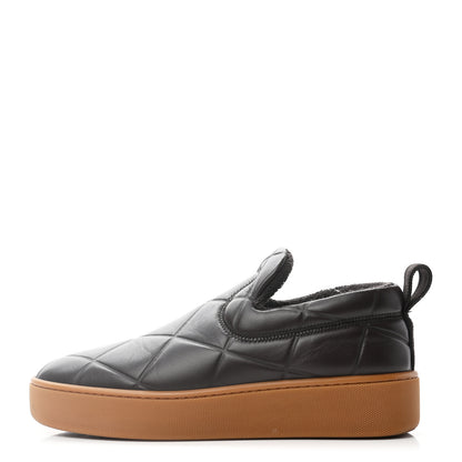 Bottega Veneta Lambskin Embossed Quilted Mens The Quilt Slip On Sneakers 38 Dark Brown 1 of 8