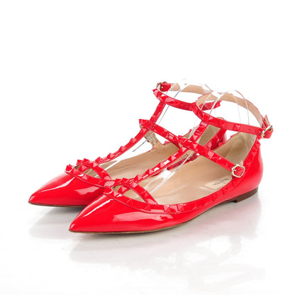 Valentino Garavani Patent Monochrome Rockstud Cage Ballerina Flats 41 Rosso Valentino 3 of 9