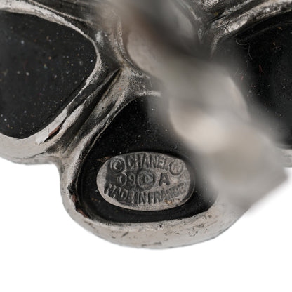 Chanel Enamel Ruthenium CC Camellia Ring 52 6 Black 4 of 4