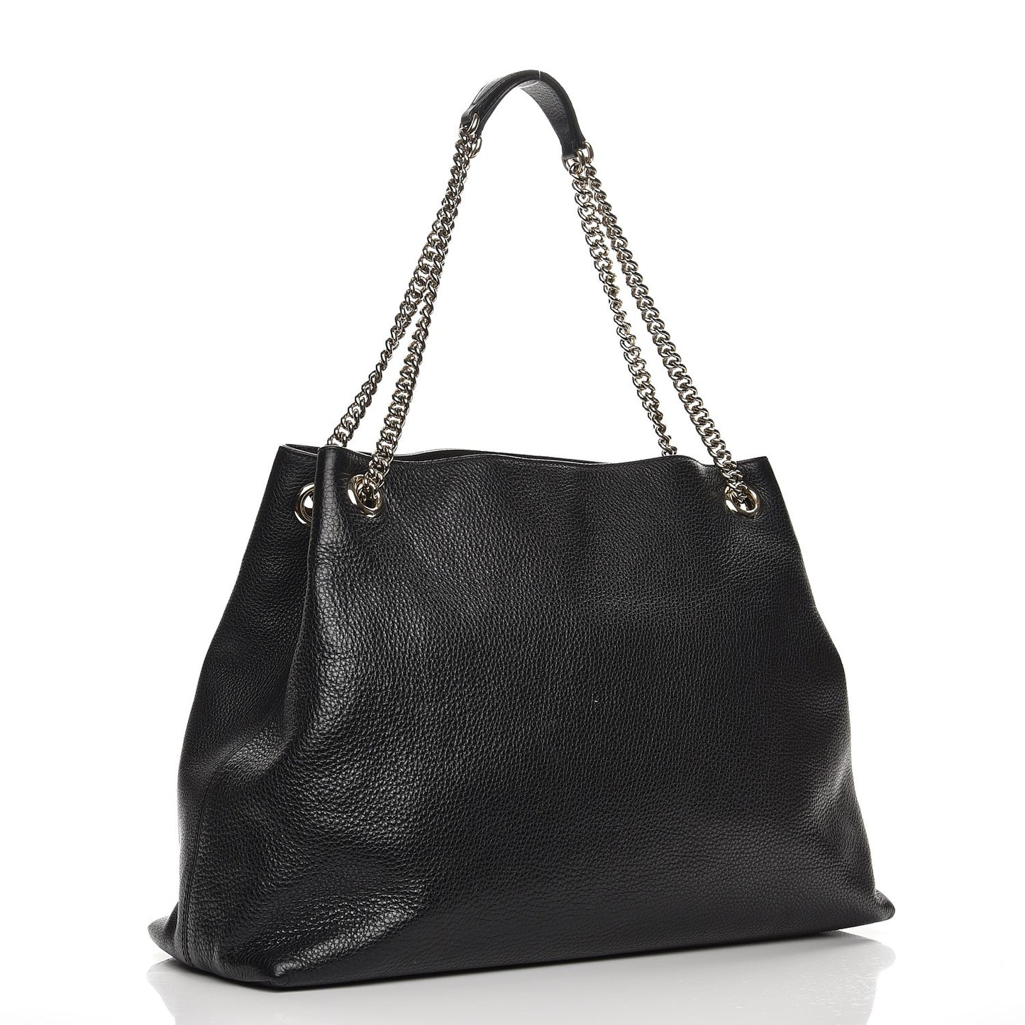 Pebbled Calfskin Large Soho Chain Shoulder Bag Black