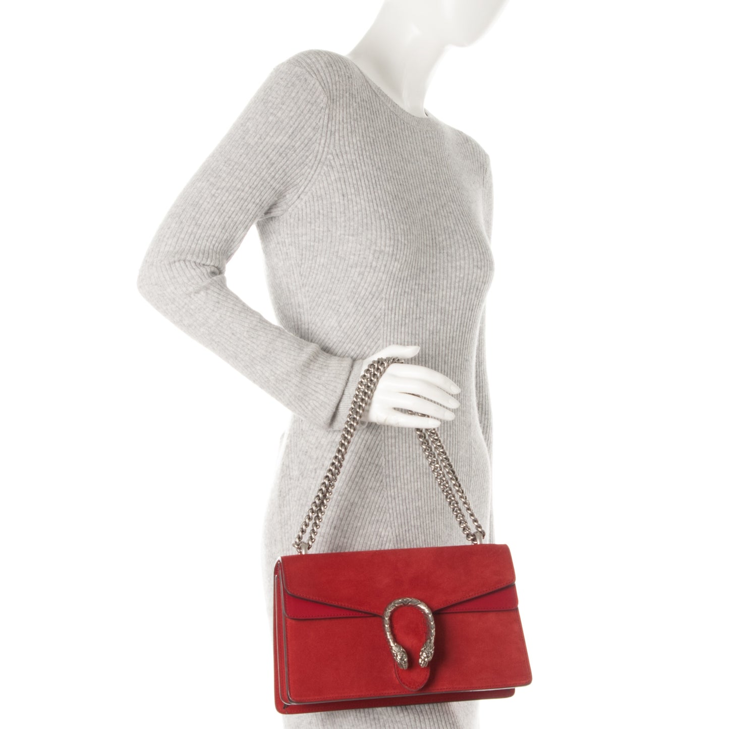 Suede Vitello Velvet Small Dionysus Shoulder Bag Vulcanic Red