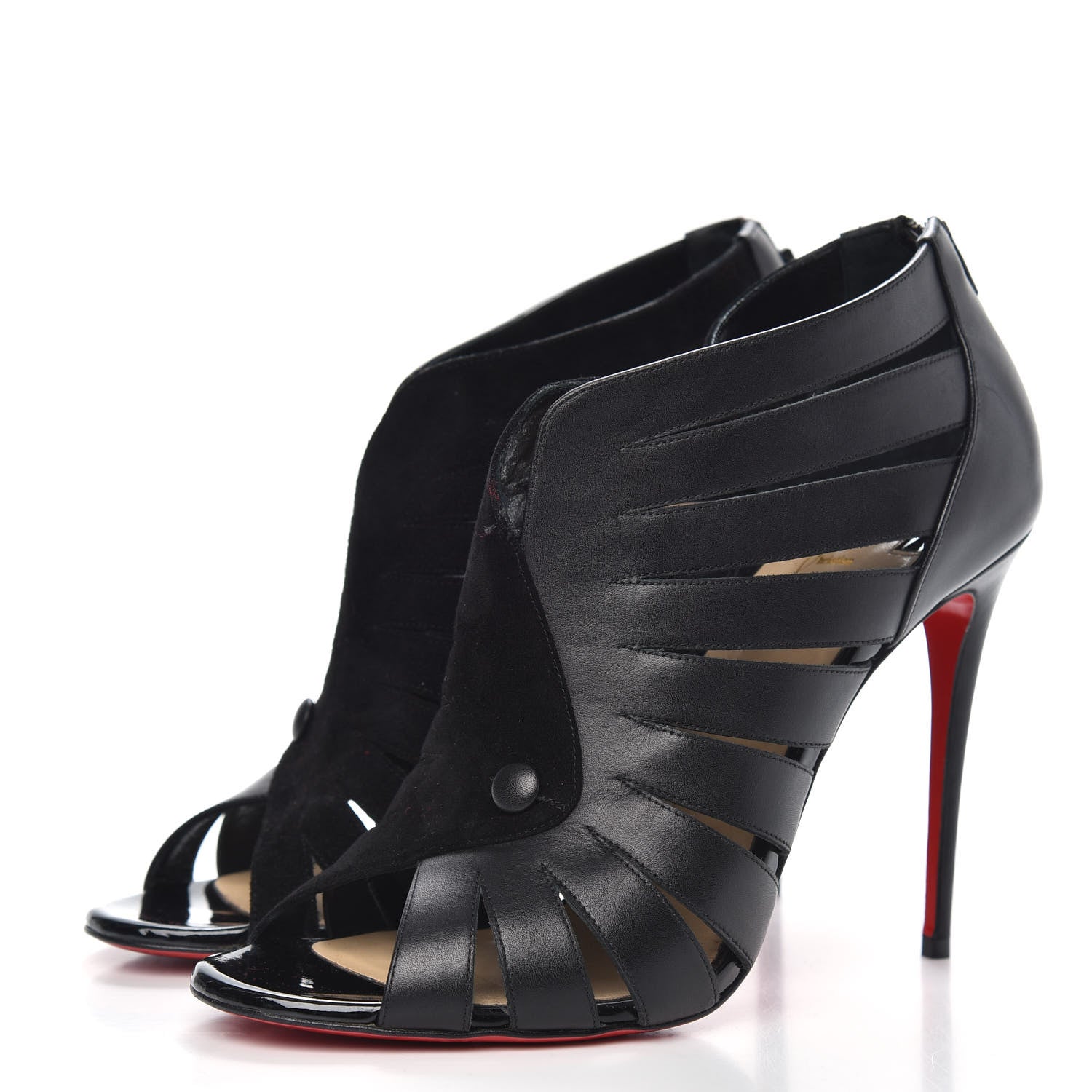 Christian Louboutin Calfskin Toot Mignonne 100 Cutout Booties 39.5 Black 3 of 9