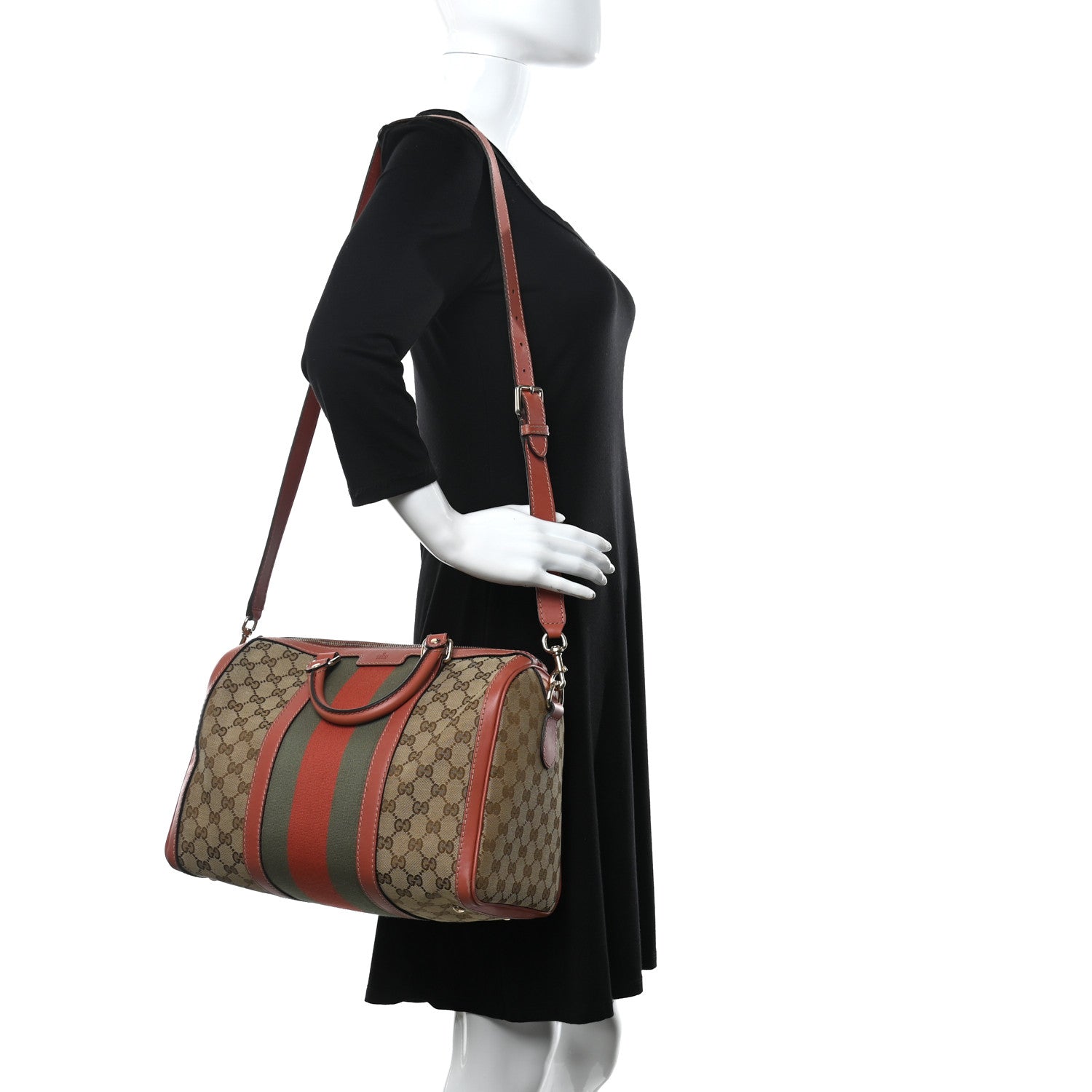Gucci Monogram Vintage Web Medium Boston Pink 2 of 16
