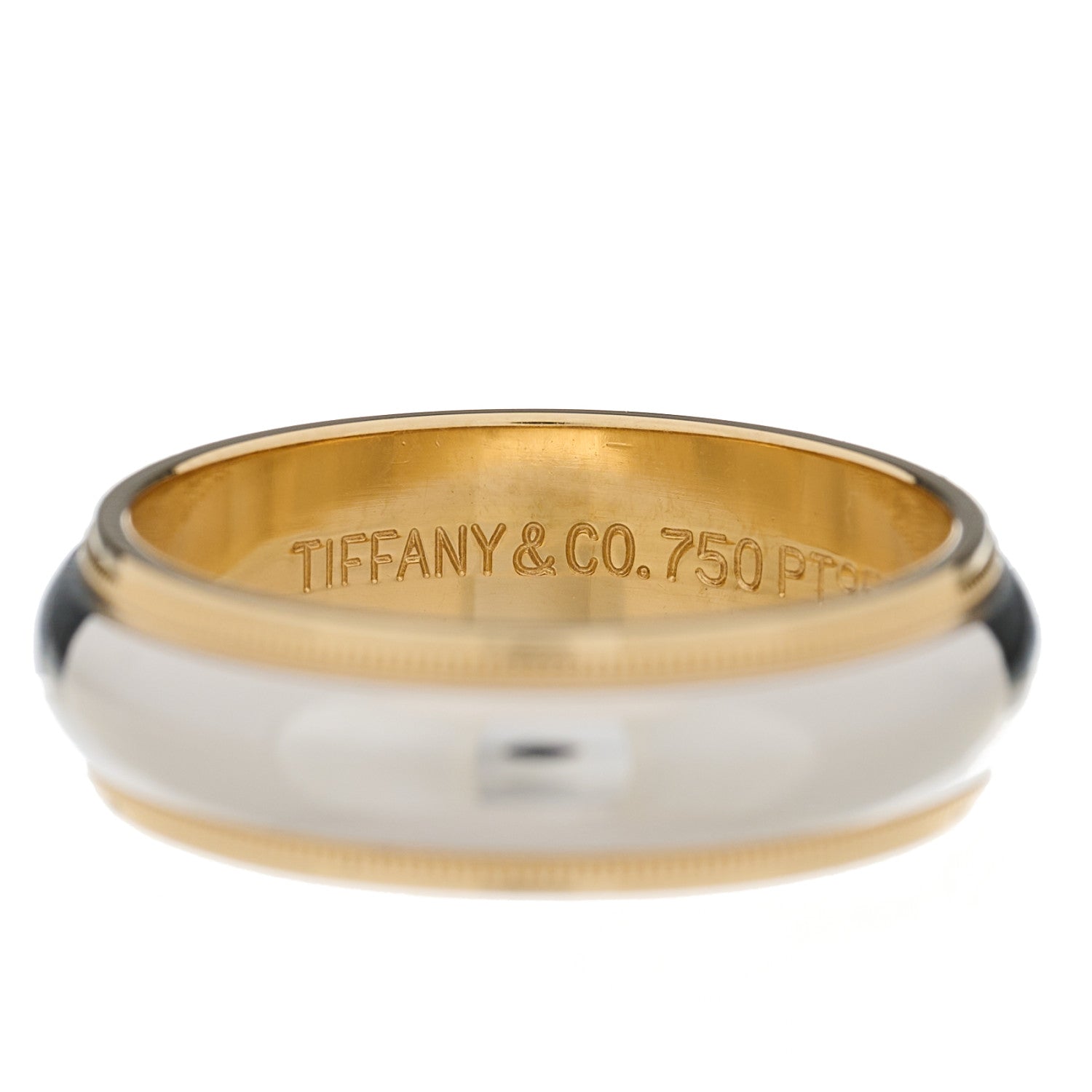 Tiffany Platinum 18K Yellow Gold 6mm Together Milgrain Wedding Band Ring 57 8 4 of 5