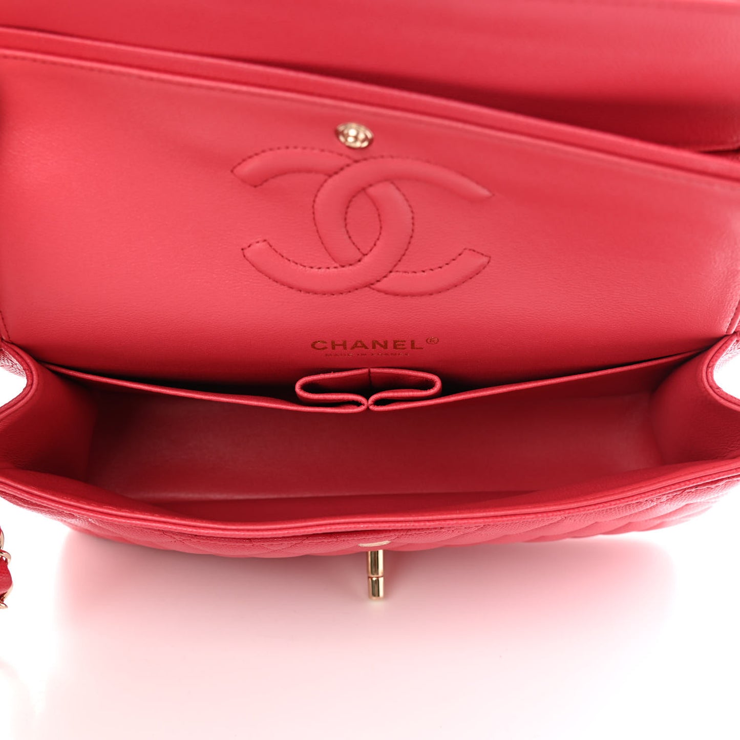 Caviar Quilted Medium Double Flap Dark Pink