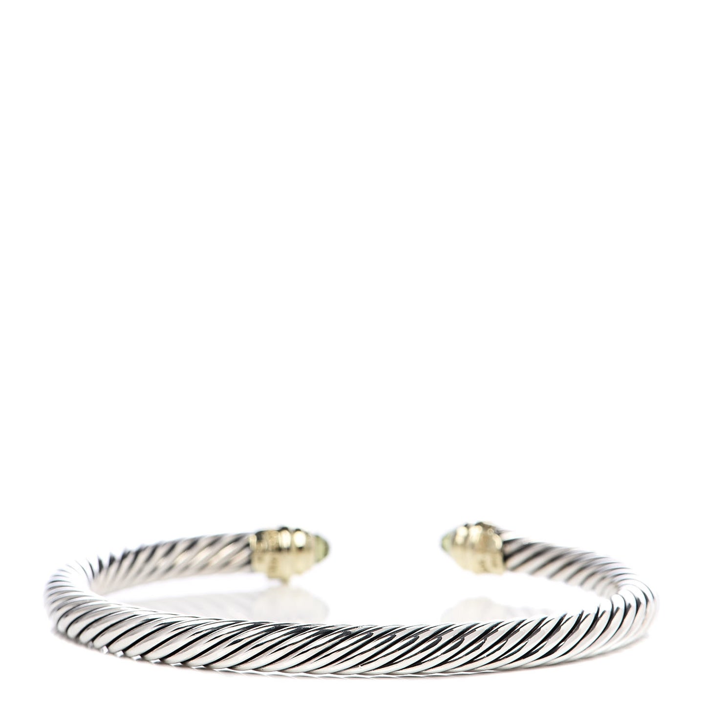Sterling Silver 14K Yellow Gold Peridot 5mm Cable Classics Bracelet