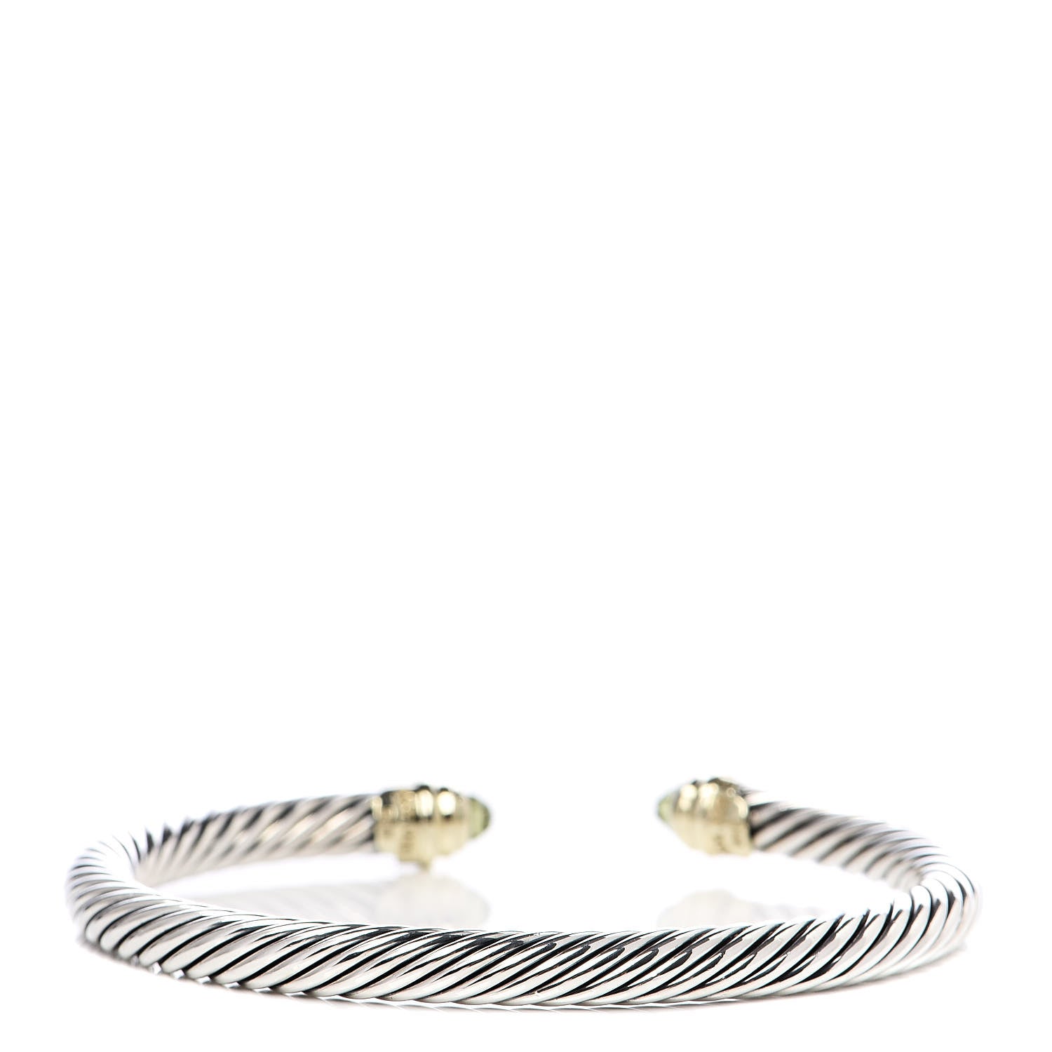 David Yurman Sterling Silver 14K Yellow Gold Peridot 5mm Cable Classics Bracelet 3 of 5