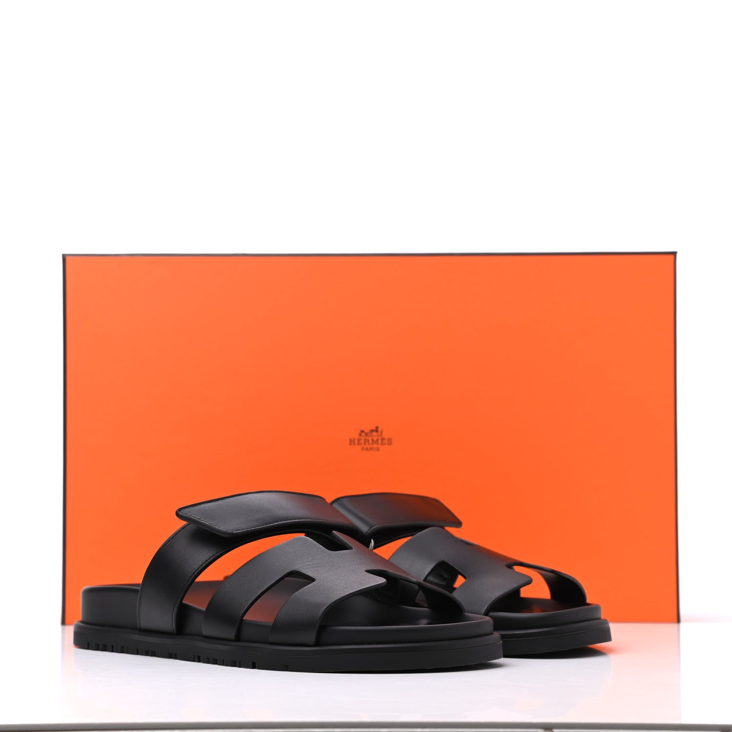 Hermes Calfskin Womens Chypre Sandals 37 Black 9 of 9