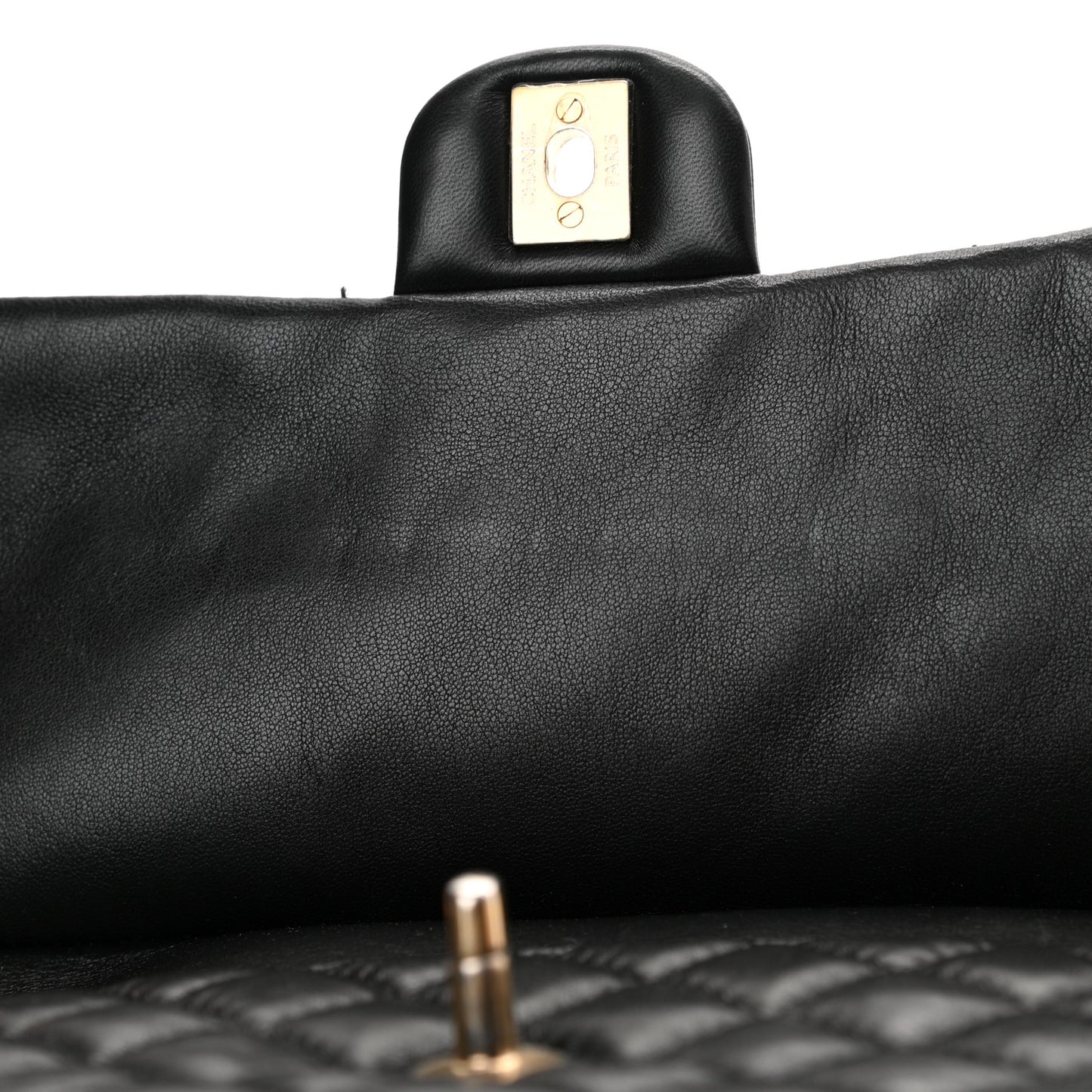 Lambskin Quilted Large Fluffy CC Shopping Tote Black