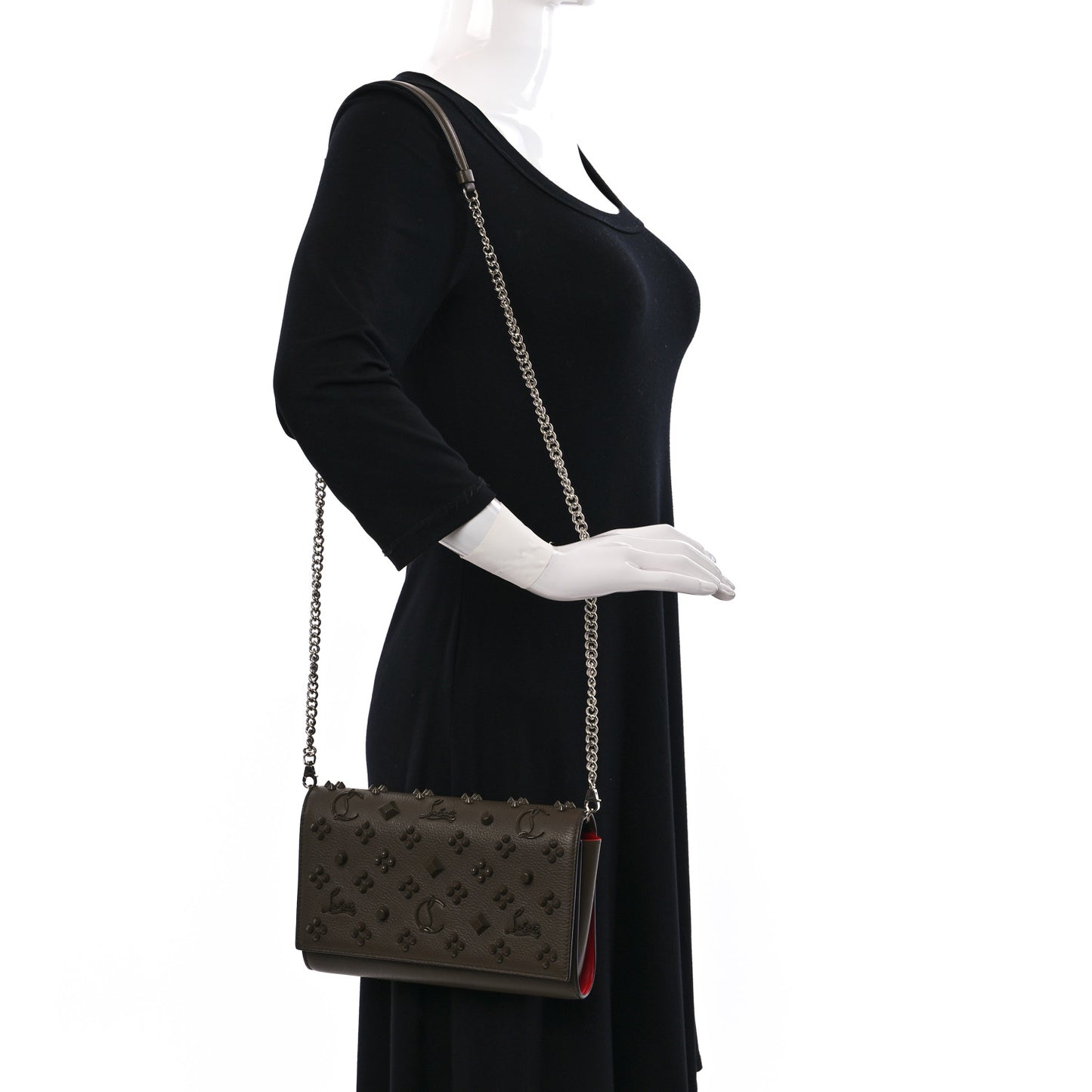 Calfskin Spikes Loubinthesky Paloma Clutch Silex