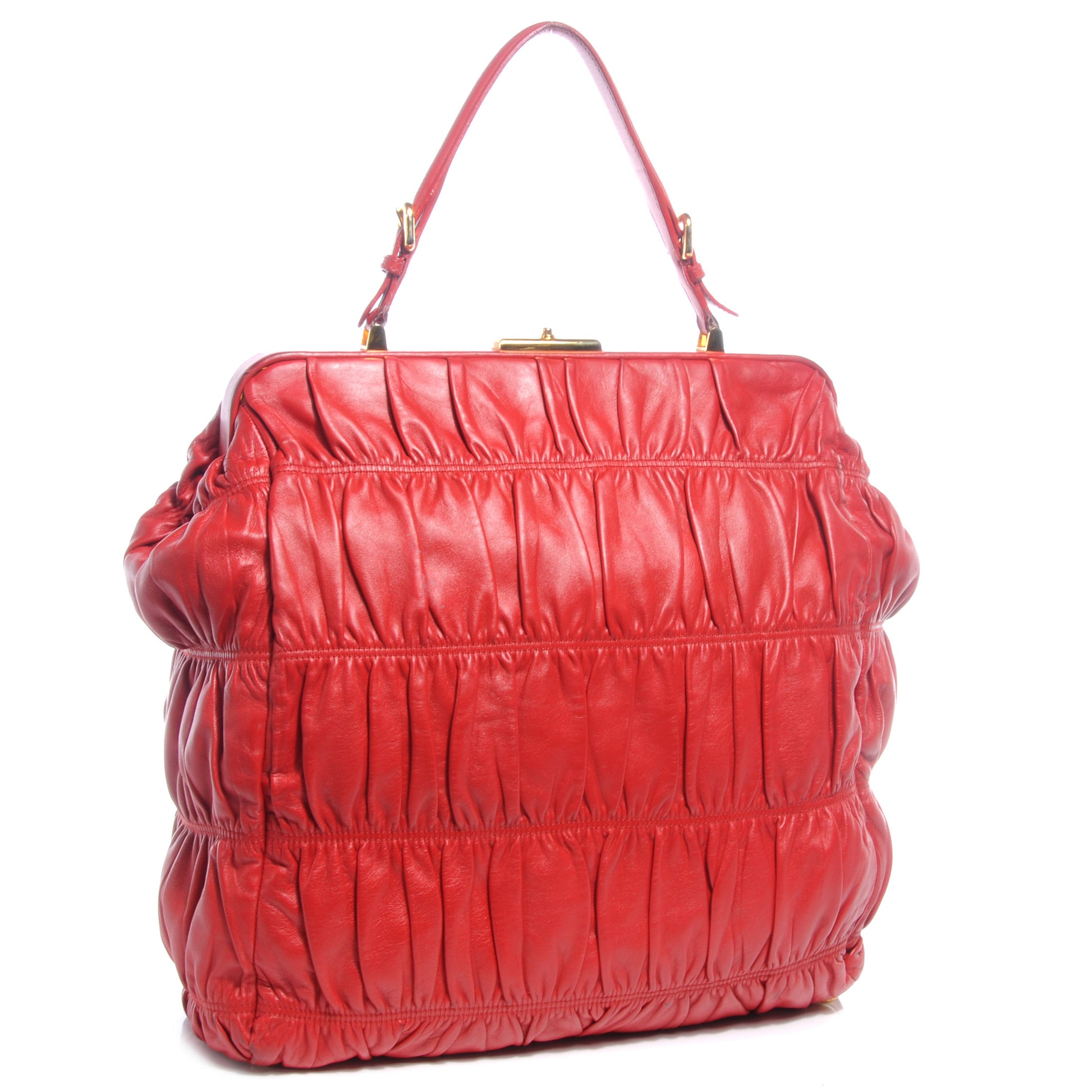 Prada Nappa Gaufre Frame Tote Fuoco 3 of 8