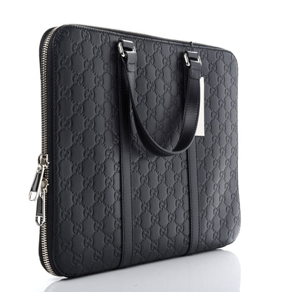 Gucci Guccissima Signature Briefcase Black 2 of 9