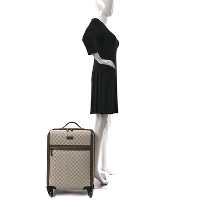 Gucci GG Supreme Monogram Four Wheel Carry On Suitcase White Brown 2 of 13