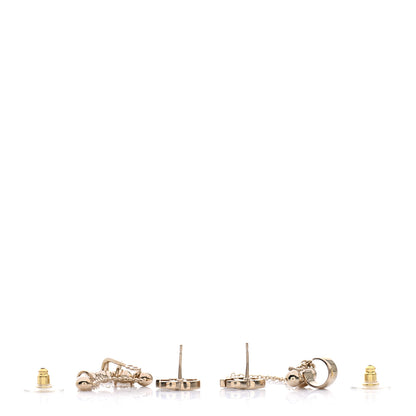 Chanel Metal Crystal CC Chain Cuff Earrings Gold 3 of 4