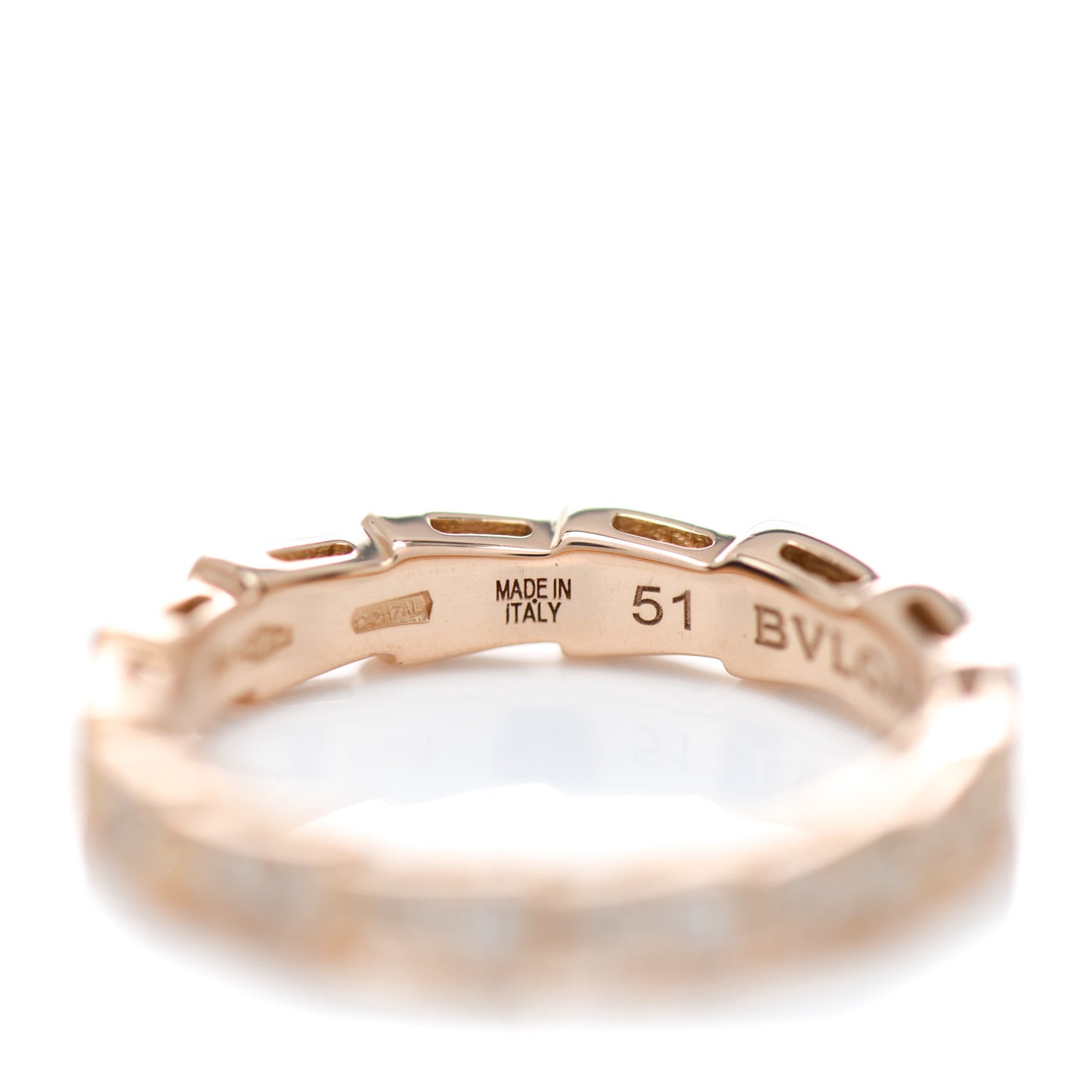 18K Rose Gold Diamond Serpenti Pave Band Ring 51 5.75