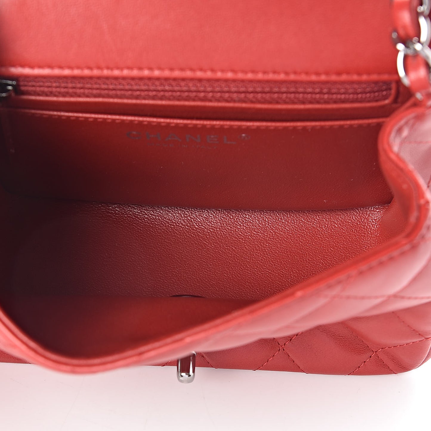 Lambskin Quilted Mini Square Flap Dark Red