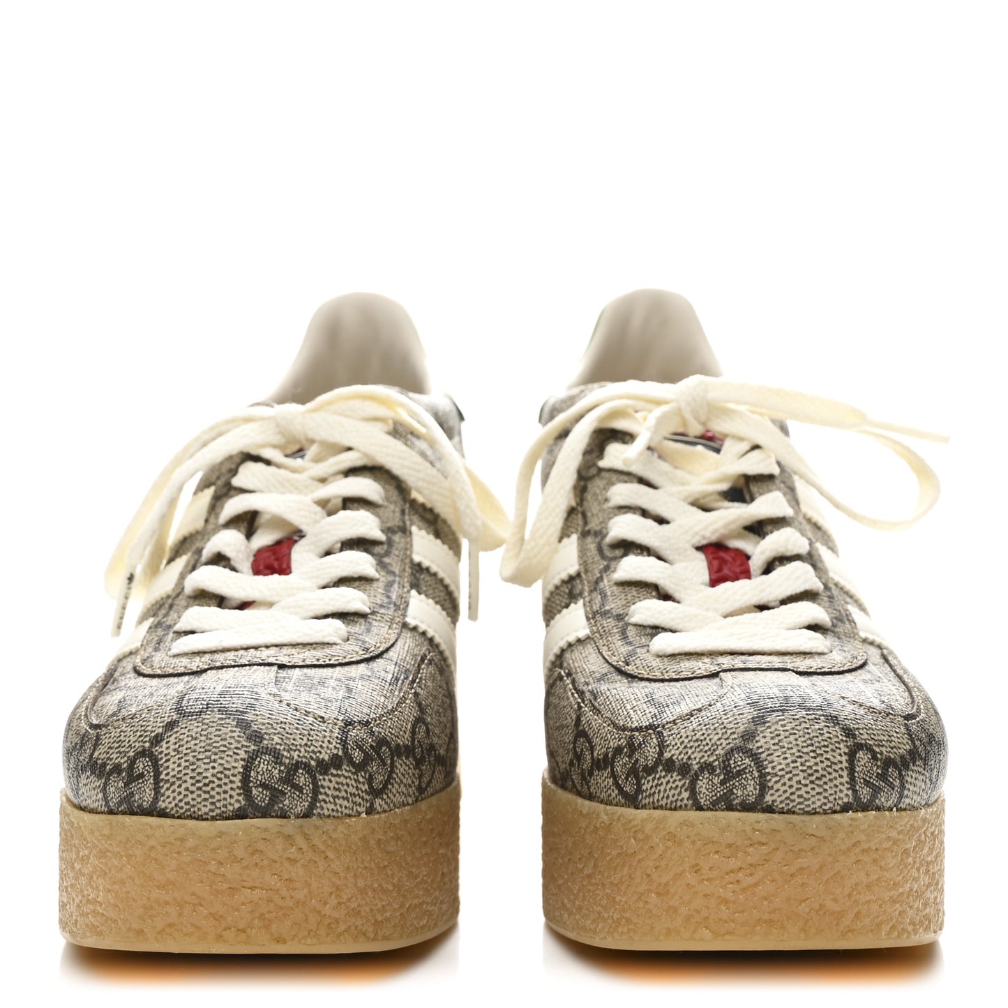 X ADIDAS GG Supreme Monogram Gazelle Wedge Sneakers 36.5 Beige Ebony Off White New Shamarock