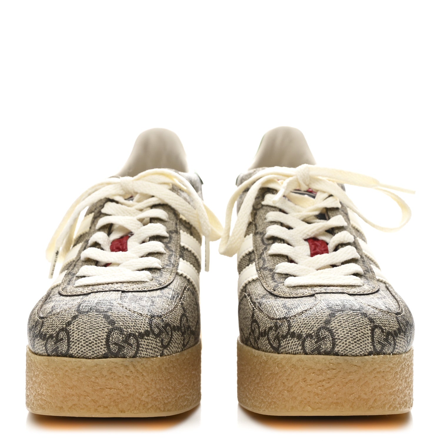 Gucci X ADIDAS GG Supreme Monogram Gazelle Wedge Sneakers 36.5 Beige Ebony Off White New Shamarock 3 of 9