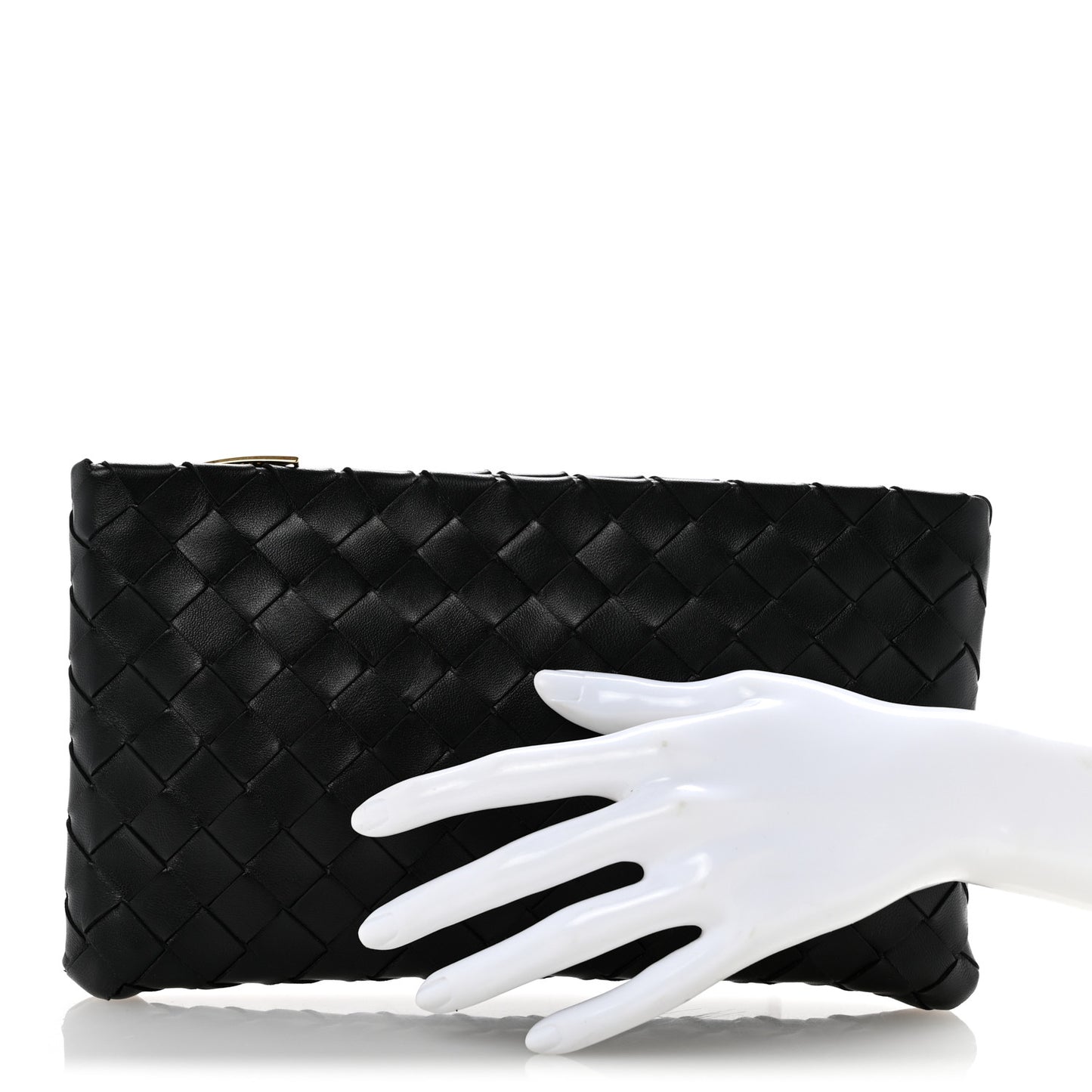 Nappa Intrecciato Small Flat Zip Pouch Black