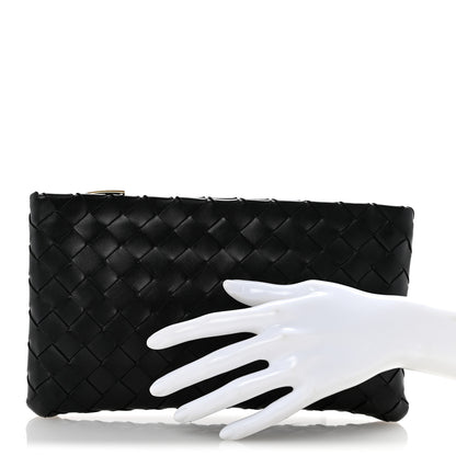 Bottega Veneta Nappa Intrecciato Small Flat Zip Pouch Black 2 of 8