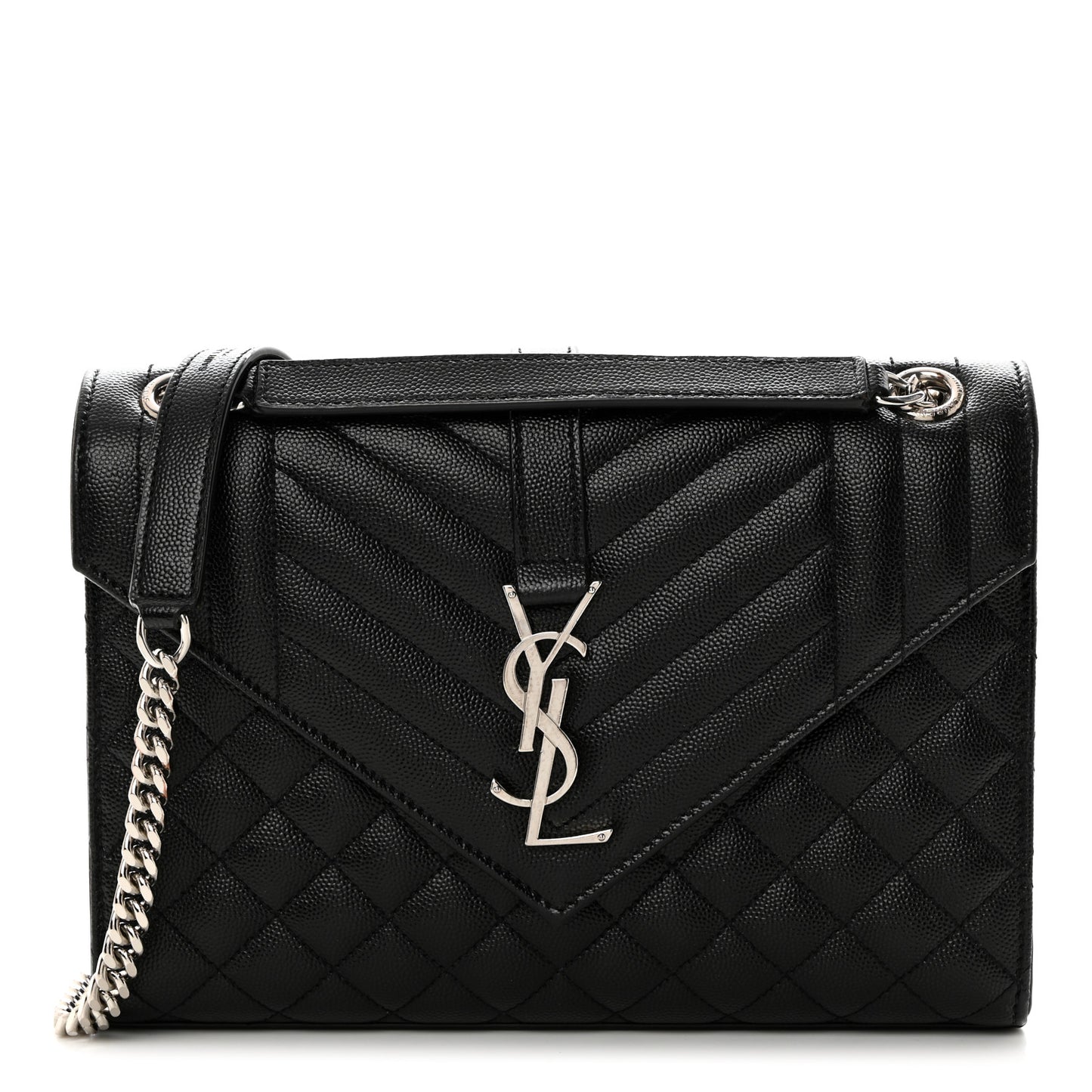 Grain De Poudre Textured Mixed Matelasse Triquilt Medium Monogram Satchel Black