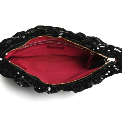 Chanel Sequins Quilted Large Chanel 19 Pouch Black 5 of 12