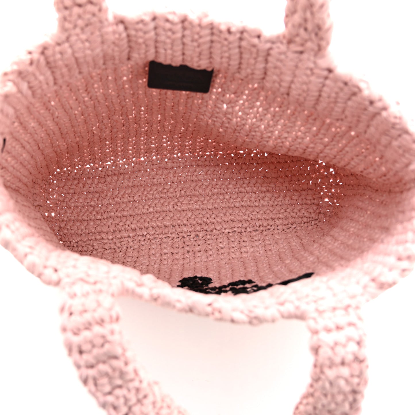Yarn Raffia Effect Crochet Small Logo Tote Alabastro
