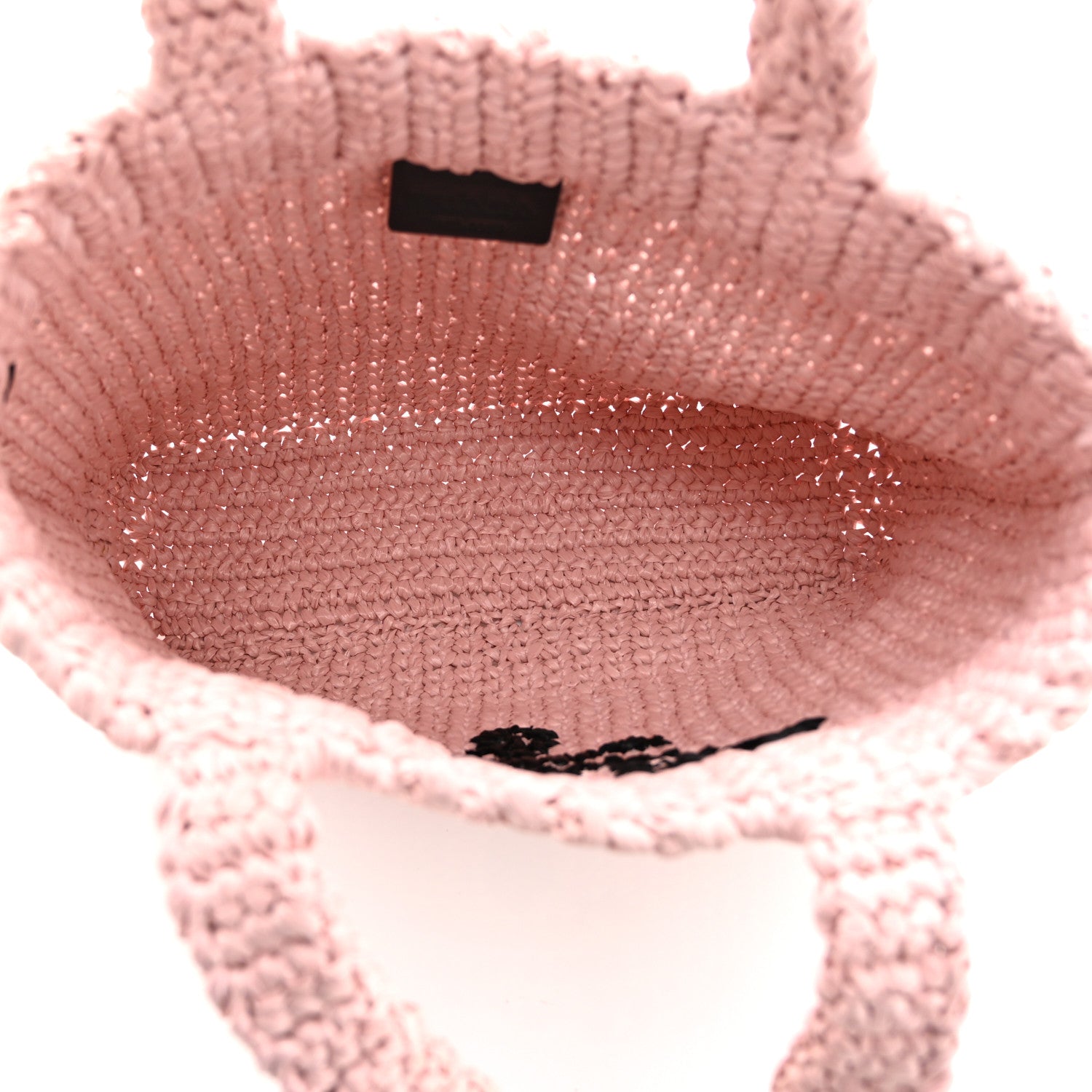Prada Yarn Raffia Effect Crochet Small Logo Tote Alabastro 5 of 10
