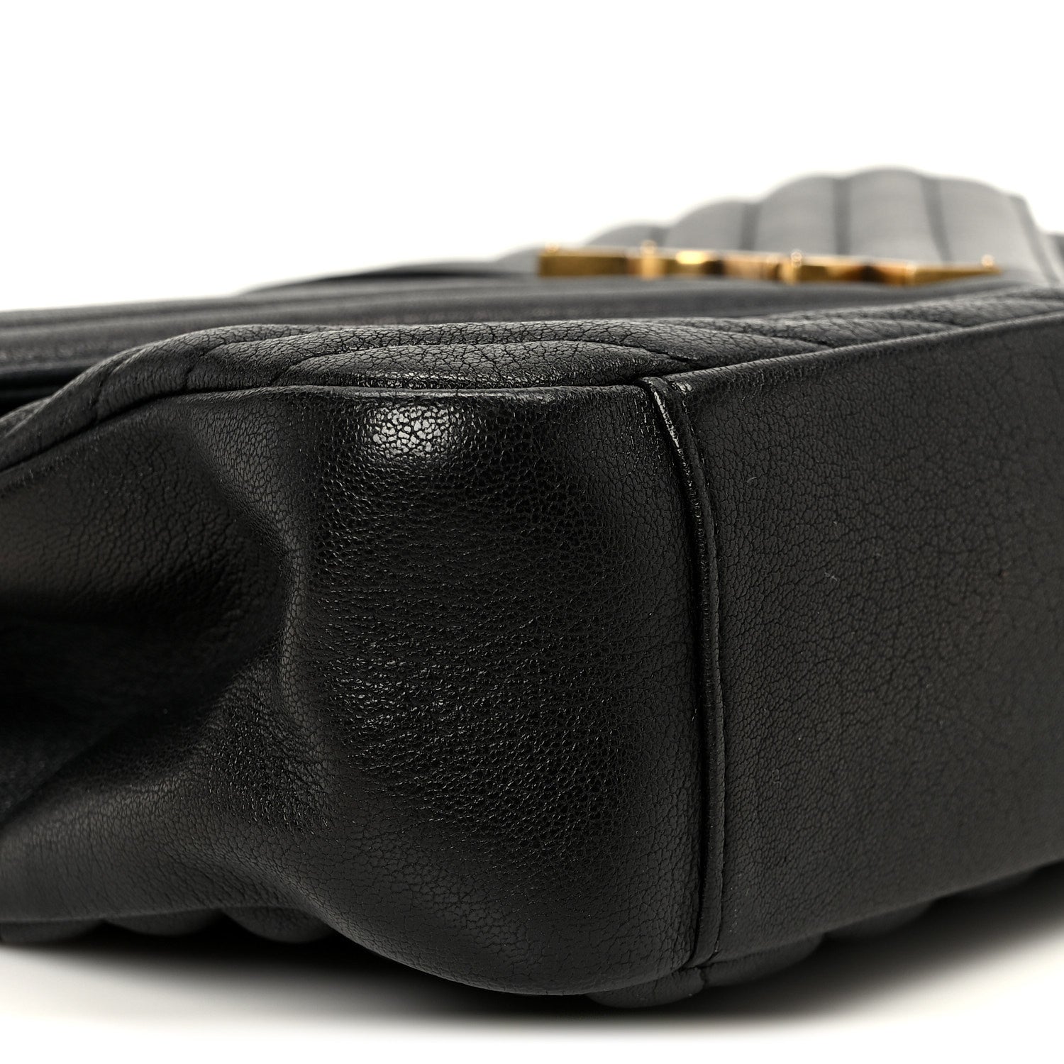 Saint Laurent Sheepskin Matelasse Chevron Monogram Large College Satchel Black 10 of 11