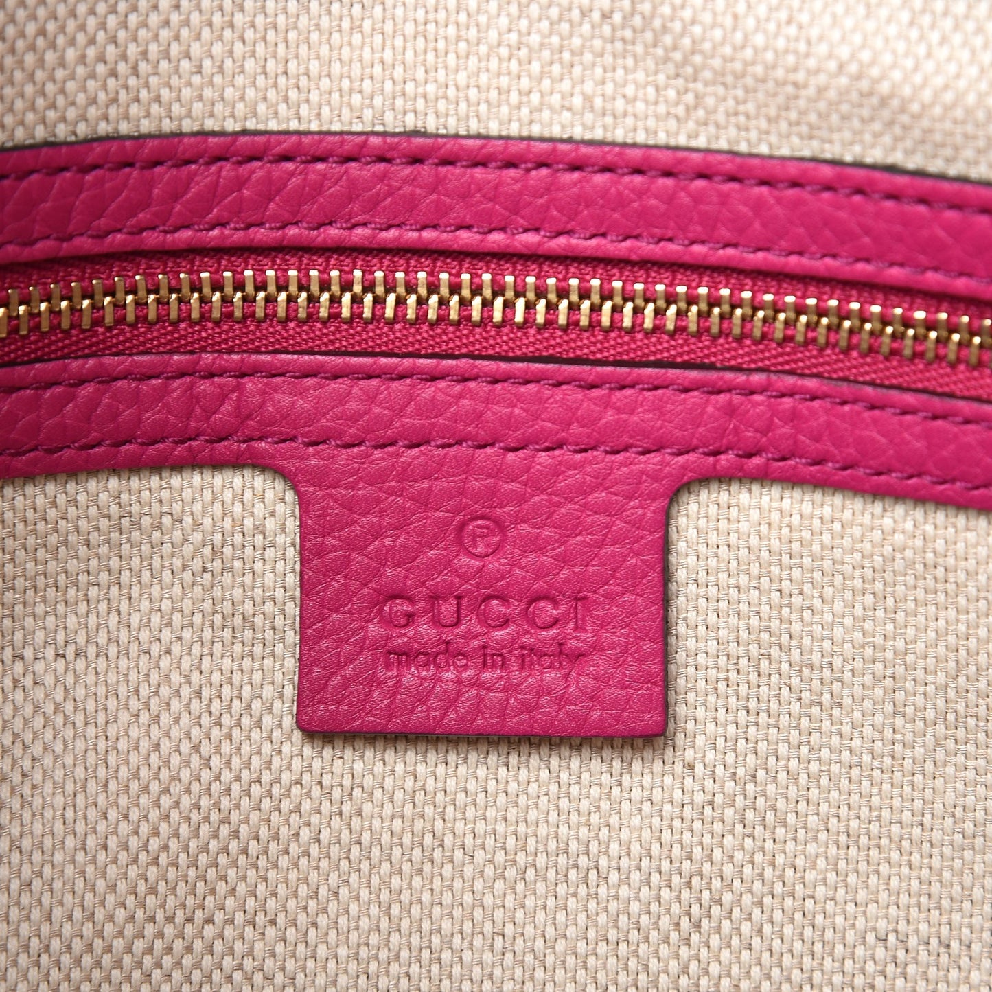 Pebbled Calfskin Small Soho Top Handle Bag Bright Bougainvillea